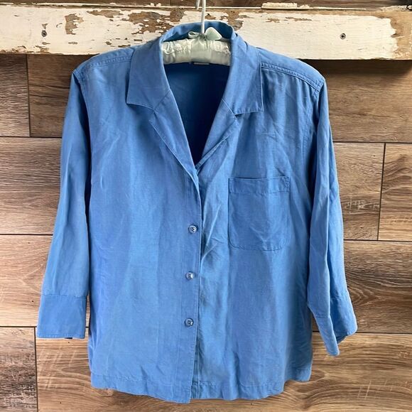 Dress Barn Tops - Dressbarn Ladies Silk Linen Blouse, Size Medium, Blue
